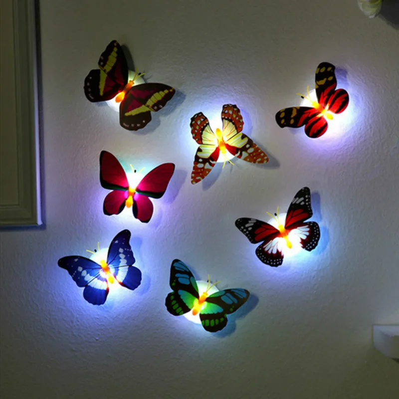 

20pcs Creative Colorful Butterfly Night Light LED Lights Night Atmosphere Lights Can Be Pasted Home Desktop Wall Decoration