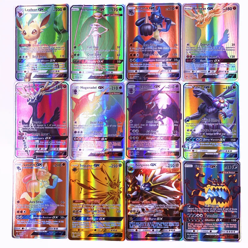 

200 Pcs GX MEGA Shining Cards Game Battle Carte 25 50 100pcs Trading Cards Game Children Pokemons Toy