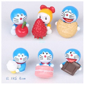 

6 Pcs/set Doraemon Pokonyan Cake Napoleon Creative Decoration Birthday Gift PVC Action Figure Collectible Model Toy OPP 4CM B872
