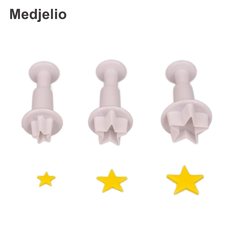 

Stars Baking Utensil Biscuits Fondant Mold 3pcs/set Butterfly Plunger Daisy Cookie Cutters Kitchen Cake Decorating Tools