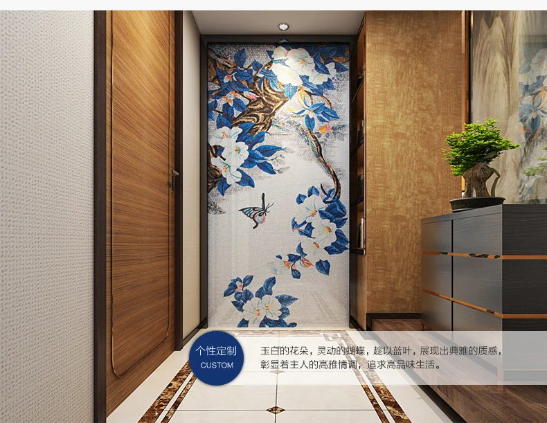 unique design home living room bathroom hotel interior wall deco glass mosaic custom handcraft blue tile backsplash butterfly on aliexpresscom alibaba