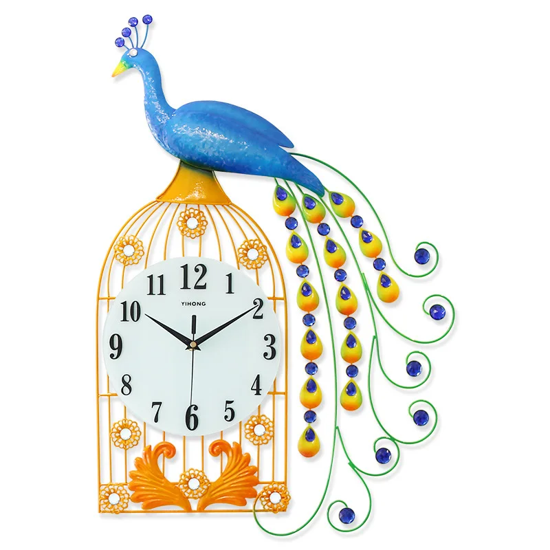 Modern Home Fashion Living Room Clock European Creative Peacock Personality Art Wall Clock Mute Simple Decorative Quartz Clock