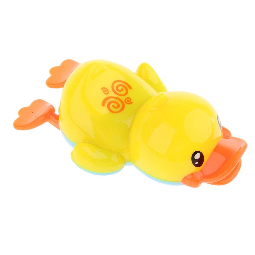 1 Pair Cute Plastic Wind Up Swimming Yellow Duck Kids Baby Bathing Time Water Toy Early Learning