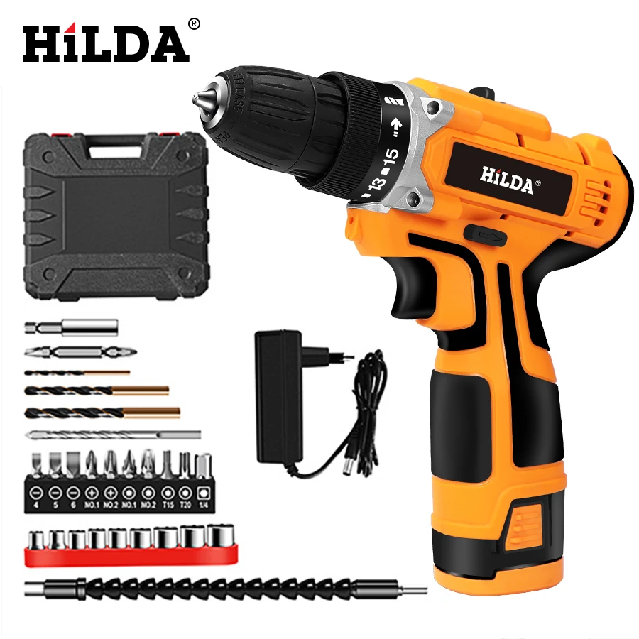 HILDA 16.8V Electric Drill With Rechargeable Lithium Battery Electric Screwdriver Cordless Screwdriver Two-speed Power Tools HILDA 16.8V Electric Drill With Rechargeable Lithium Battery Electric Screwdriver Cordless Screwdriver Two-speed Power Tools