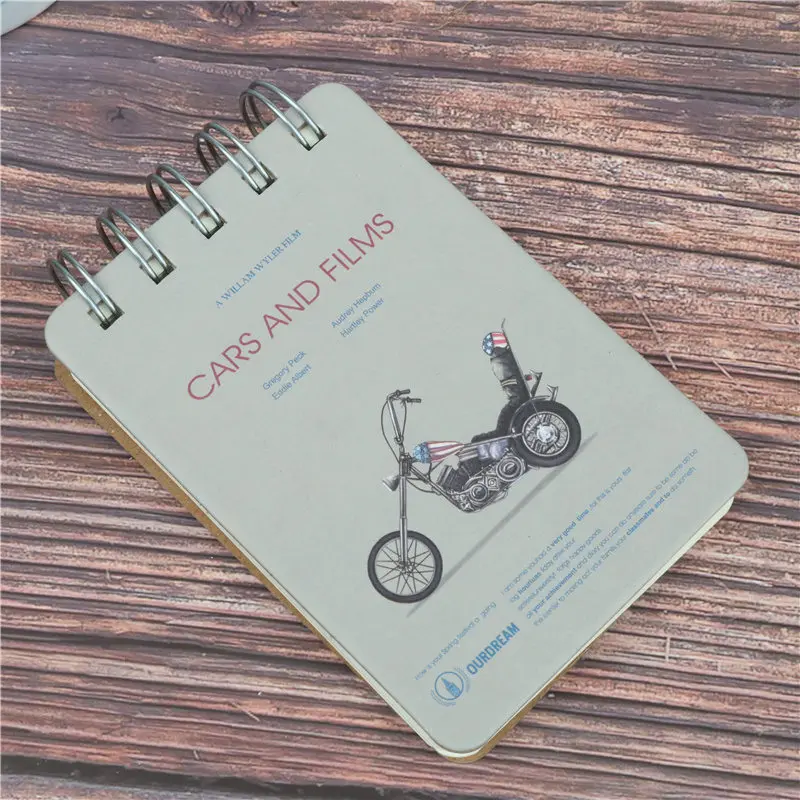 A7 блокнот с твердой поверхностью, карманный блокнот, ретро милый студенческий дневник, мини-книга, 100 листов - Цвет: Grey motorcycle