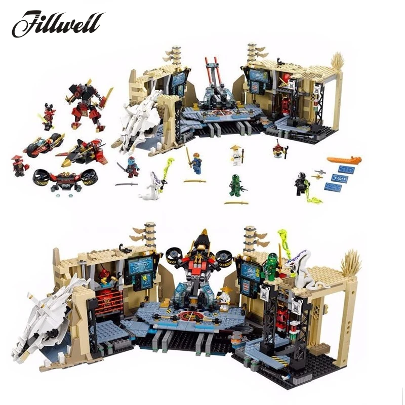 

10530 1307Pcs Christmas new arrive Ninja series Chaos Warrior Cave Model Building Blocks Set Bricks Toy For Children Gifts 70596