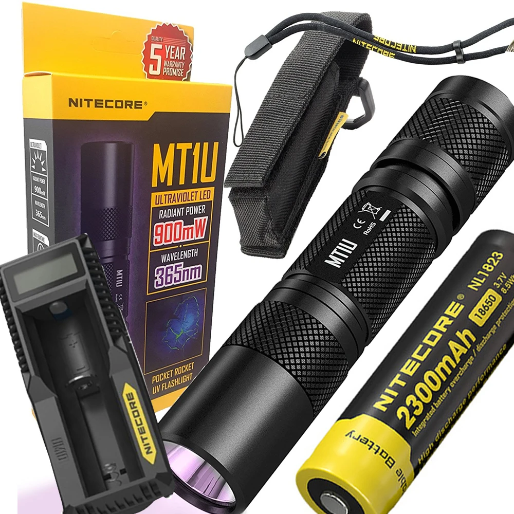 

NITECORE MT1U UV Led Light Handy Ultraviolet Flashlight for Outdoor Searching Fishing Hunting Industry Application + battery