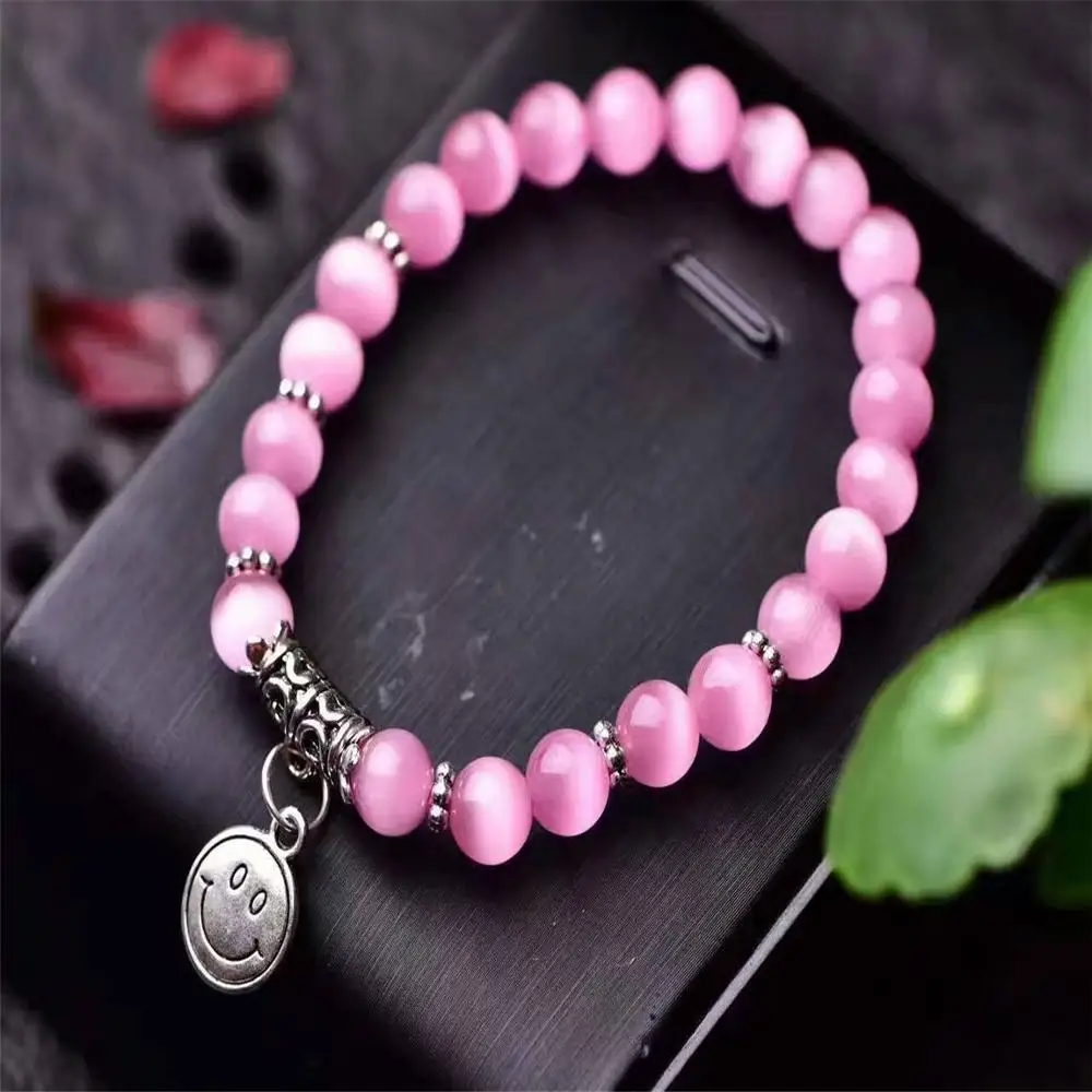 

Fanqieliu Pink Crystal Charm Bracelets Female Stone Beads Natural Opal Bracelet For Woman New 2019 Female Jewelry FQL195181