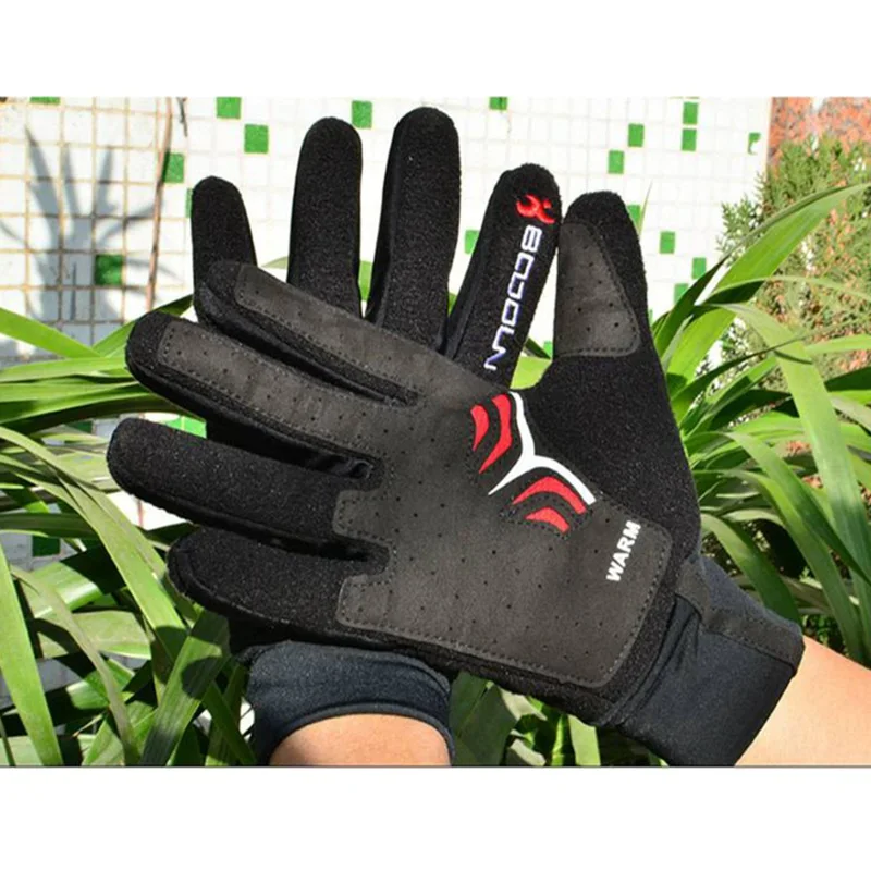 Водонепроницаемые зимние перчатки для рыбалки мужские Противоскользящие теплые флисовые перчатки для катания на лыжах, походные мотоциклетные перчатки для снегоходов черные S~ XL