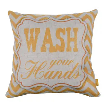 

LINKWELL Free Shipping 45x45cm Wash Your Hands Yellow Chevron Zig Zag Geometry Family Words Linen Cushion Covers