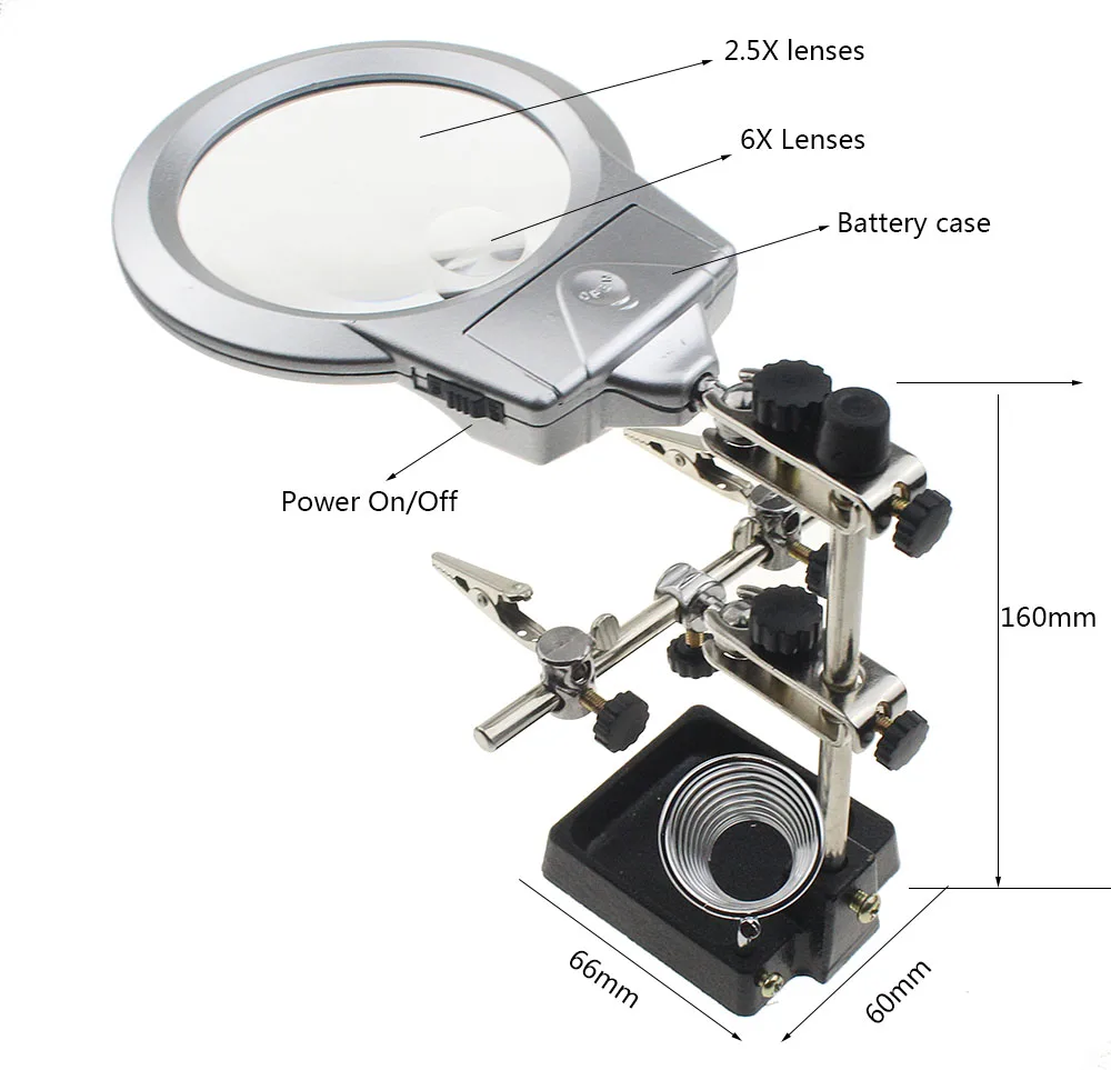 FTBTOC 2.5X 6X сварочное увеличительное стекло светодиодный зажим из аллигатора три руки сварочный инструмент для ремонта