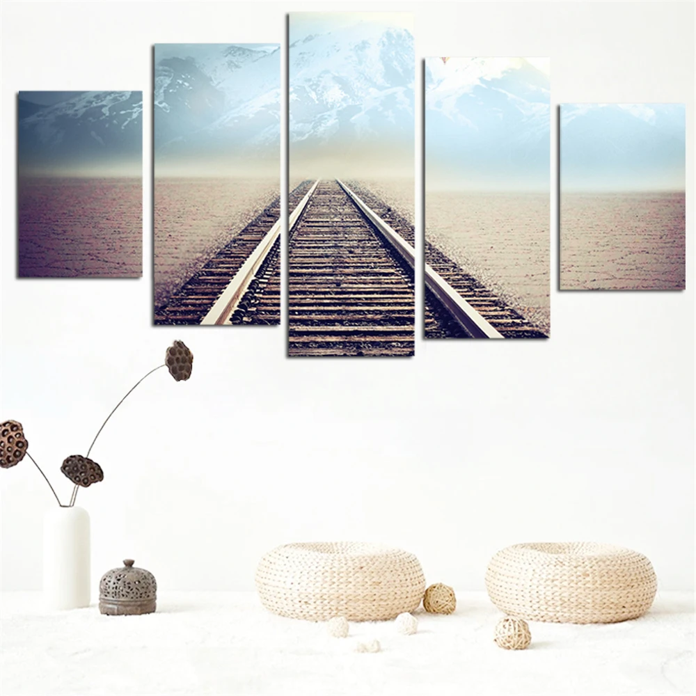 No Frame Oil Painting Railway Picture Canvas Modern Wall Art Print Poster Rome Decor Sticker Home Decoration 5pcs | Дом и сад