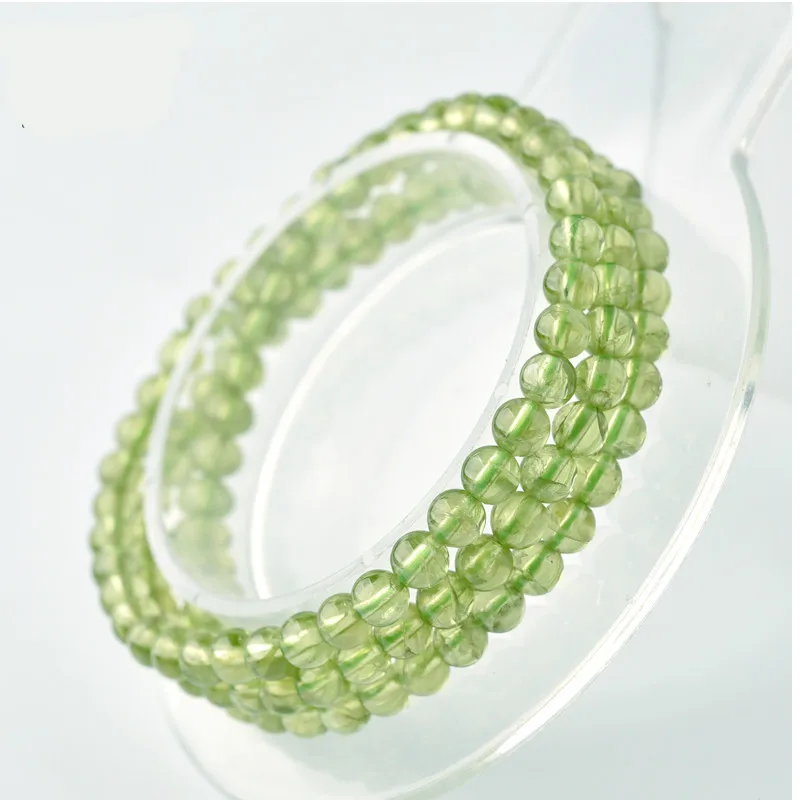 

Olivine Multi-ring Bracelet 4.5mm Happy Olivine Green Gemstone Crystal Three-ring Bracelet Girl