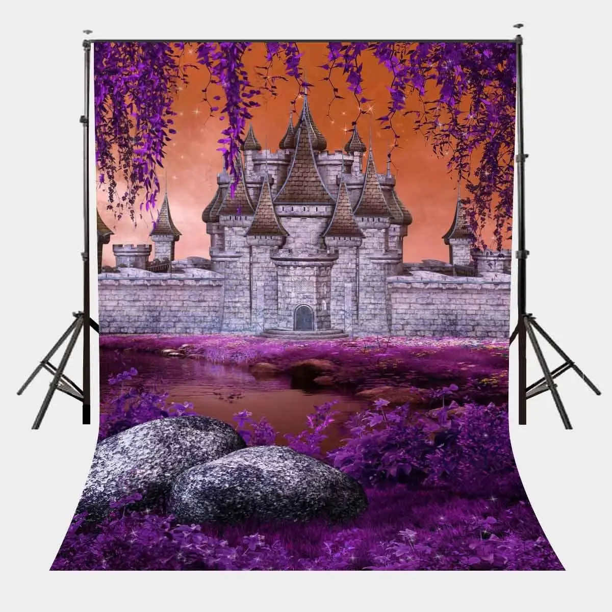 

150x220cm River Beach View Backdrop Standing Castle Background Ultra Violet Color Flower Backdrop