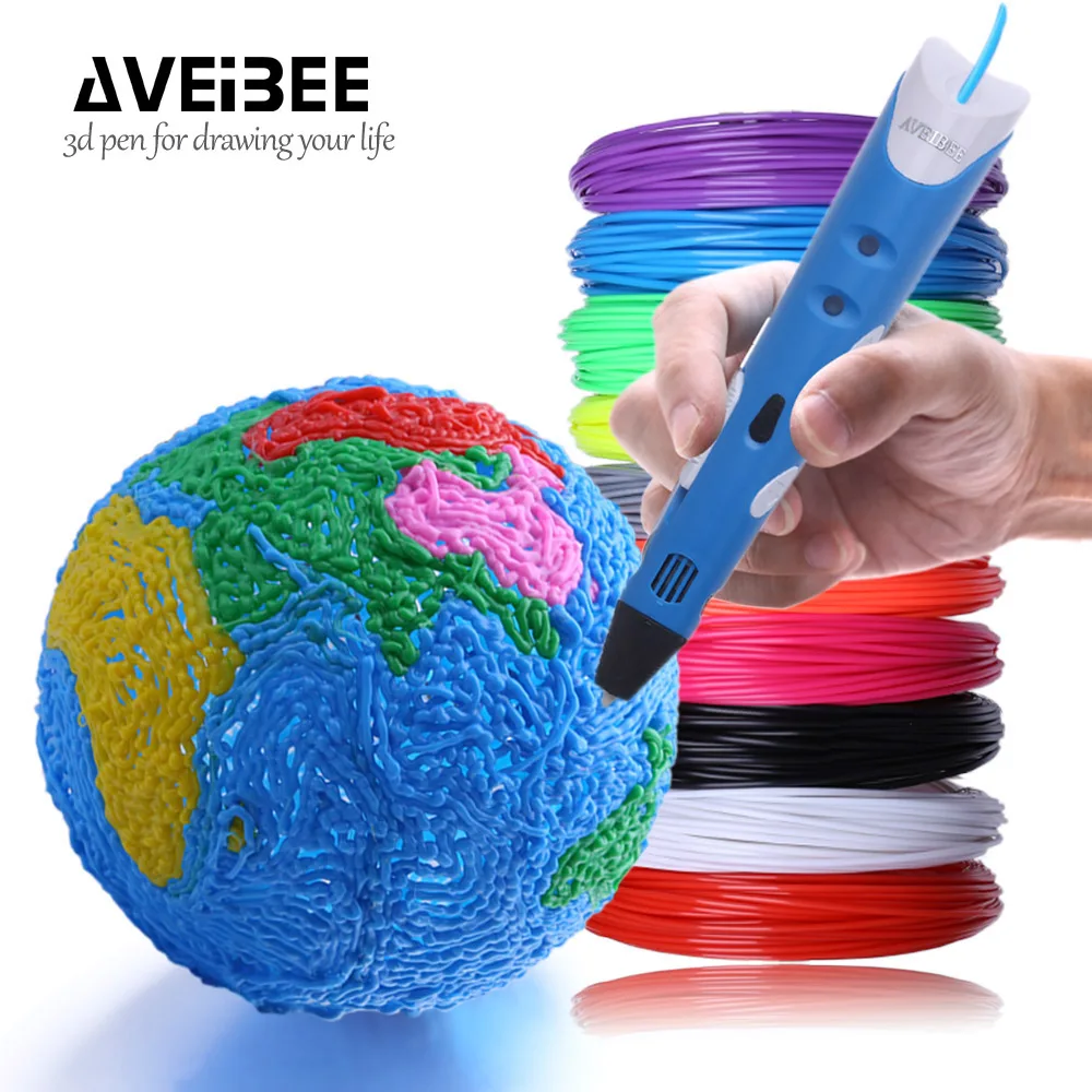 AVEIBEE 10 м x 5/10/20 цветов 3D печать Материал 3D волокнонные нити ABS 1,75 мм Пластик пополнения чернил для 3 D impressora чертежная ручка