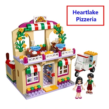 

New Friends Heartlake Pizzeria Pizza Restaurant Building Blocks DIY Educational toys compatible with girl 41311 Free Shipping