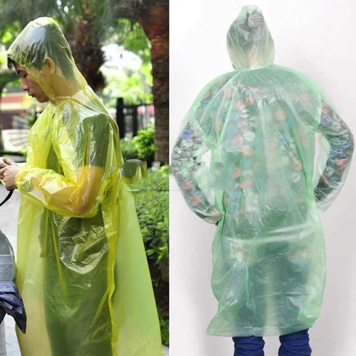 5pcs Adult Raincoat Transparent Waterproof Plastic Reusable Rain Poncho