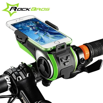 

ROCKBROS Bicycle Bags Bike Phone Holder Bracket Bluetooth Audio MP3 Player Speaker 4400mAh Power Bank Ring Bell LED Light