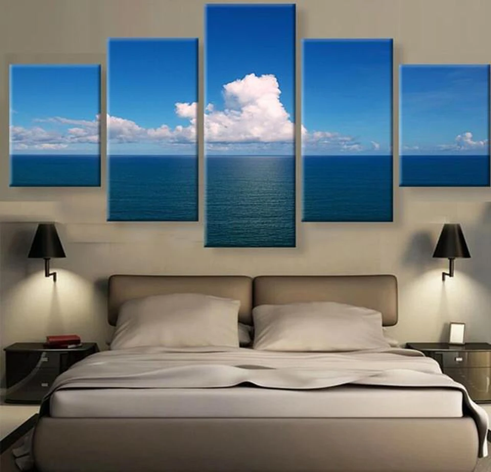 

Artwork Poster HD Prints Bedroom Home Decoration 5 Pieces Sea Landscape Wall Art Office Modular Pictures Modern Canvas Painting