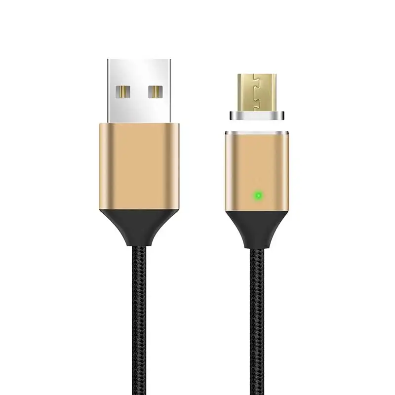 Магнитный кабель, нейлоновый Плетеный Micro USB Magnectic кабель для зарядки данных Магнитный кабель для быстрой зарядки для Xiaomi, samsung, Android - Цвет: Black Gold