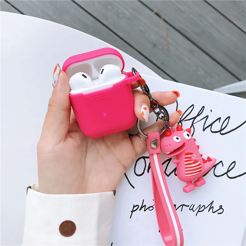 

Cute Dinosaur Silicone Bluetooth Wireless Earphone Case For AirPods Protective Cover Skin Accessory for Apple Charging Box