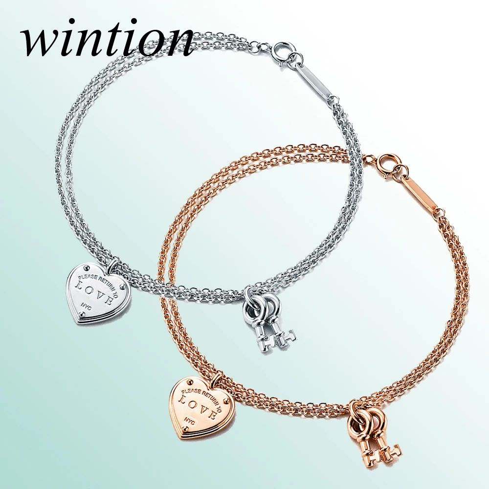 

Wintion tiff Bracelet Original 100% 925 Sterling Silver Women Free Shipping Jewelry High-end Quality Gift have logo 1:1