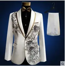 High Grade Plus Size S-4xl Multiple Colour Embroidered Rhinestones Men Suits Set Male Singer Costume Popular Stage Show Wear