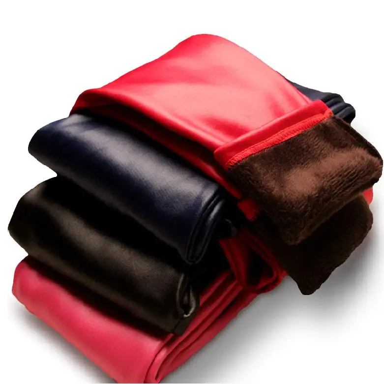Леггинсы для маленьких девочек осенне-зимние теплые красные детские штаны с искусственным мехом kd 7 Размер 8 брюки для девочек