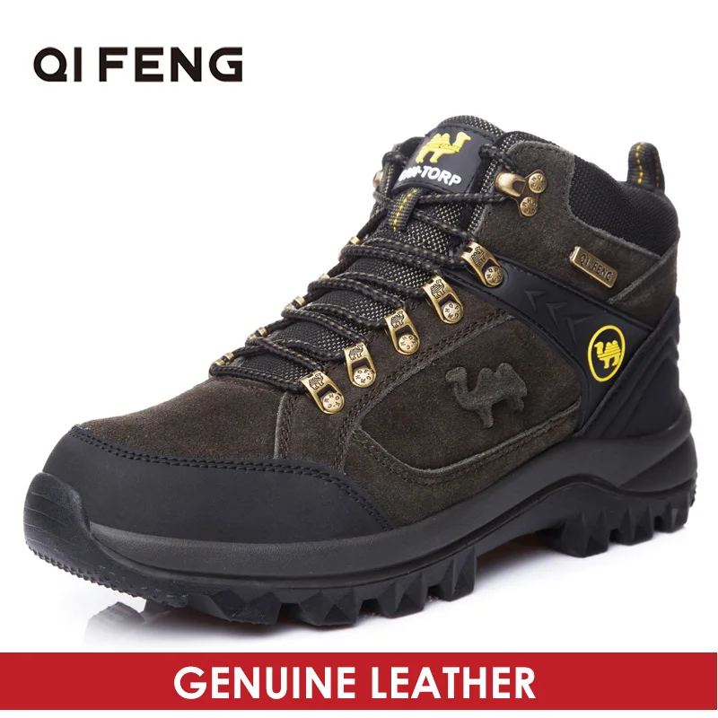 

Genuine Leather Outdoor Sports Ankle Hiking Boots, Fashion Calfskin Suede Trekking Shoes, Men Rock Mountain Climbing Footwear