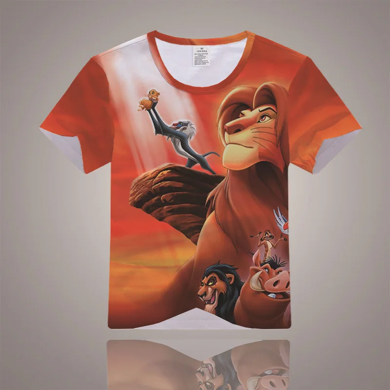 Лев футболка King disney студенческий короткий рукав мультфильм периферийные одежда