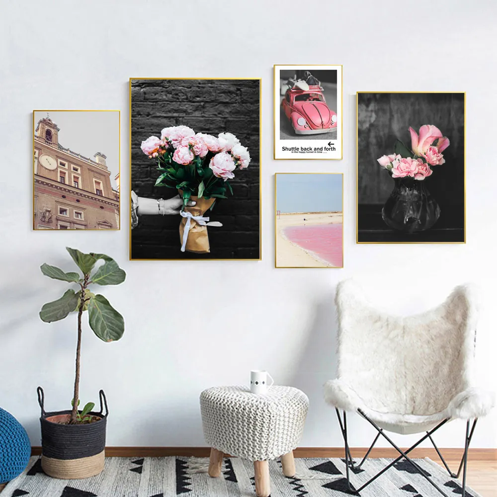 Beach Posters Scandinavian Style Poster vintage Flower Wall Art Canvas Prints Landscape Canvas Pictures For Living Room Unframed