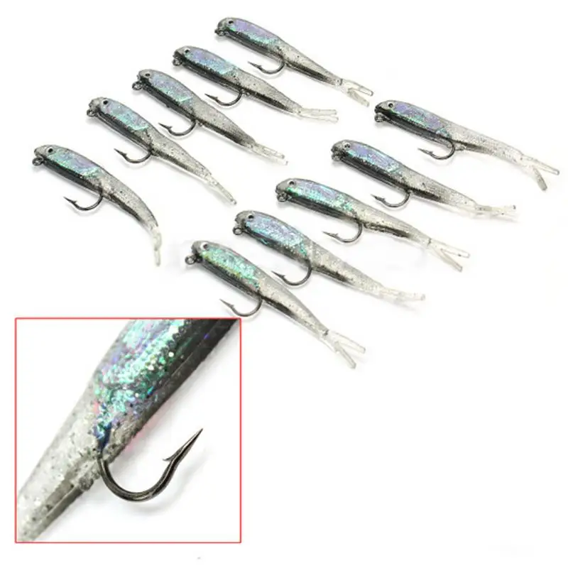 

10 Pcs 70mm Soft Silicone Fishing Lures Minnow Lure Crank Bait Tackle