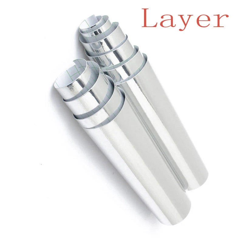 JX-LCLYL 12x60" 30*152CM DIY Car Vehicle 3D Vinyl Film Wrap Sticker Decal Silver Chrome