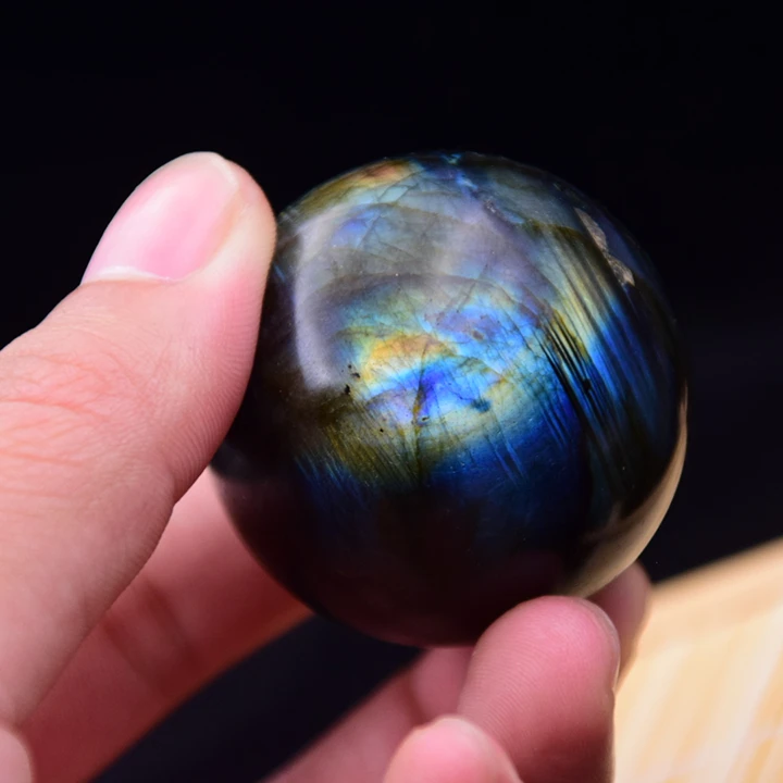 40 мм натуральный Лабрадорит Хрустальная насадка шар Blu-Ray драгоценный камень
