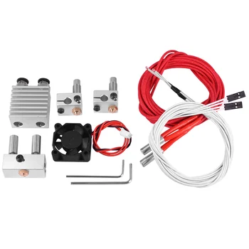 

0.4Mm 1.75Mm Filament Two Into Two Out Extruder Kit Heating Block Nozzle Fan