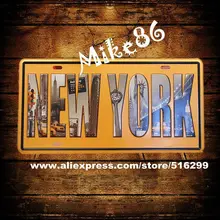 [Mike86] Нью-Йорк Декорации лицензии Таблички Винтаж доска стены декор из металла живопись Паб Бар d-171 смешанный заказ 30*15 см