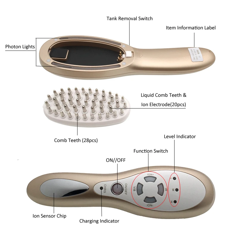 Original Design LED Photon Galvanic Hair Loss Treatment Vibrate Scalp