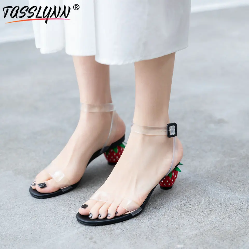 

TASSLYNN 2019 Fashion Strange Heels Shoes Women Casual Women Summer Sweet Girl Sandals Women Ankle Strap Party Shoes Size 34 -39