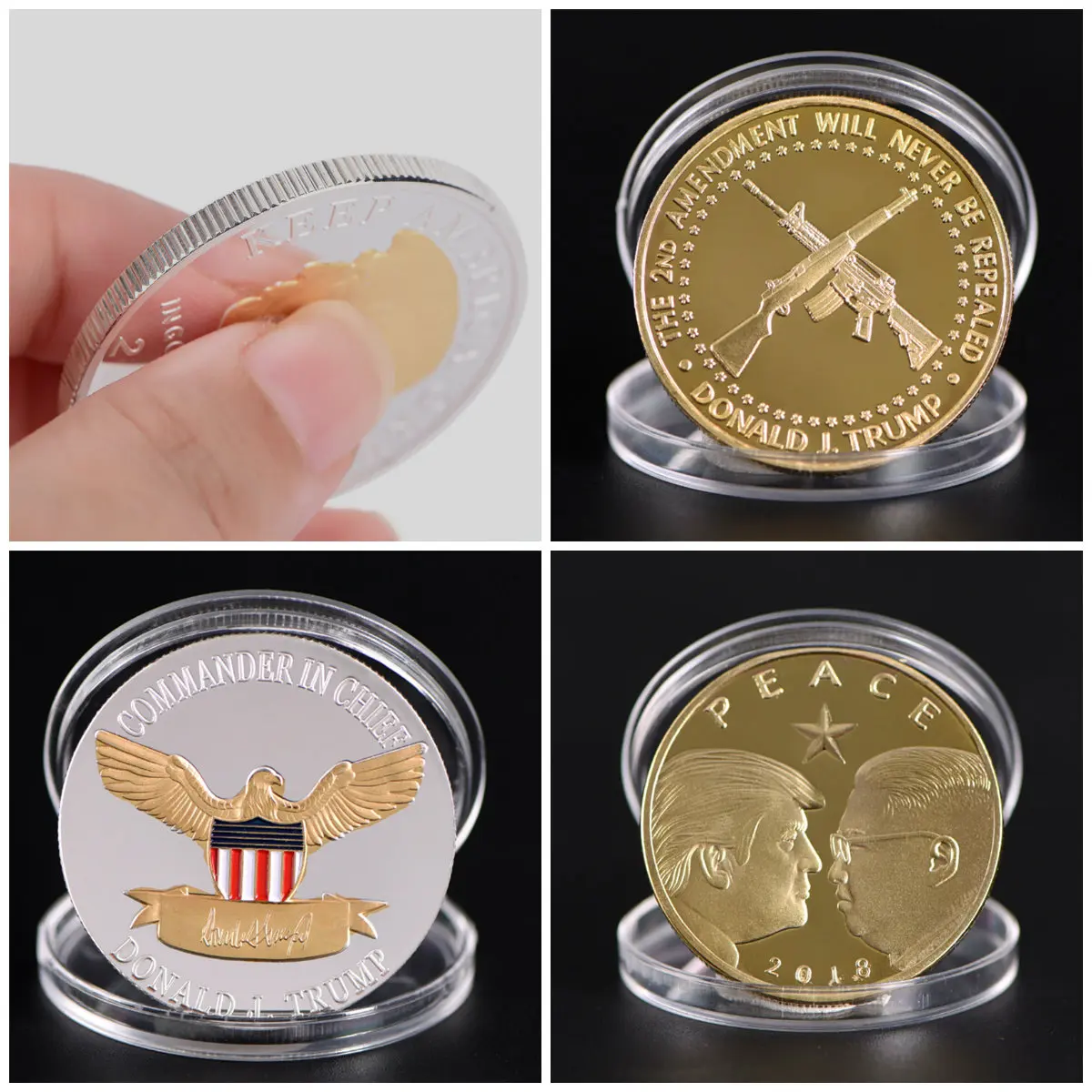 

Gold Plated Challenge Coin Non-currency Coins 3style US President Donald Trump