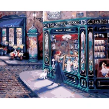 Винтажная картина маслом Европа кафе DIY картина по номерам ручная роспись Настенная картина для домашний декор, произведение искусства