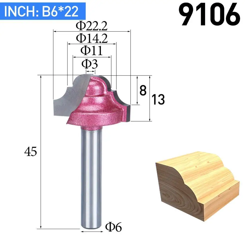 HUHAO 1 шт. резьба по дереву резак двойная фреза для отделки кромки биты для дерева промышленного класса Деревообработка Гравировка фаска Обрезка бит - Длина режущей кромки: 9106