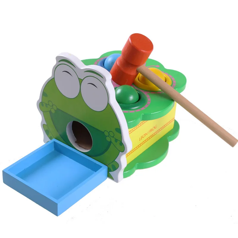  Mung Bean Frog Wooden Toys Batting Desk Table Hand Knock Ball Montessori Early Educational Colorful