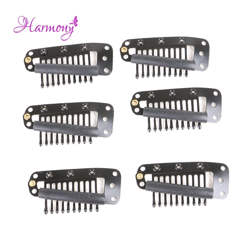 500pcs 3.8cm 10 Teeth Hair Extension Clips Snap Metal Clips With Silicone Back For Clip in Human
