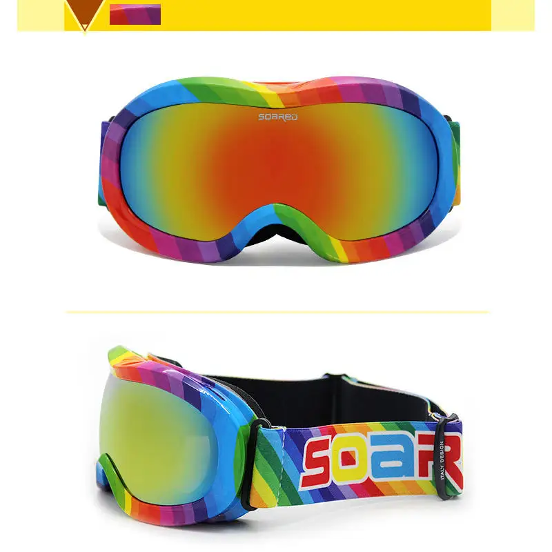 Детские лыжные очки противотуманные двухслойные детские лыжные очки для сноуборда ветрозащитные для мальчиков и девочек сноубордические очки - Цвет: 02