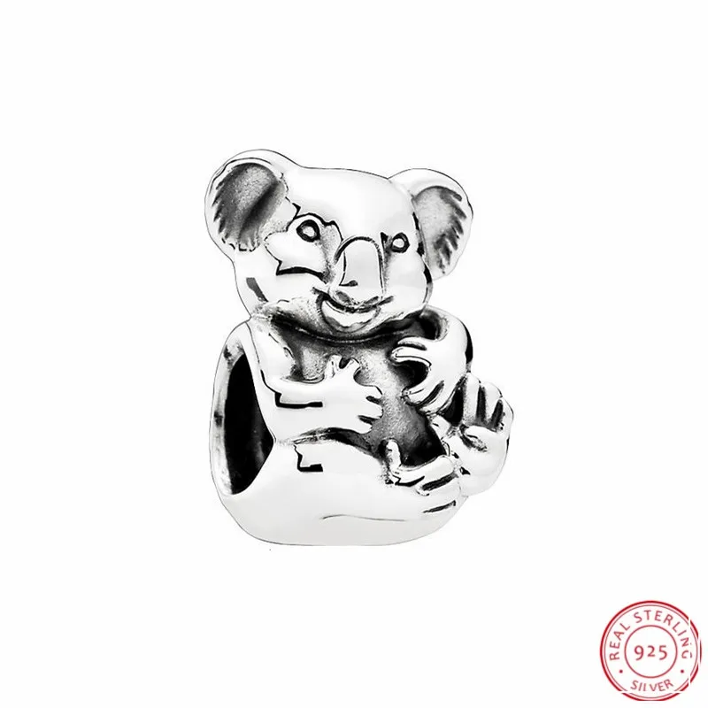 Real 925 Sterling Silver Cuddly Koala Charm Beads DIY Fit PANDORA Charms  for Women Jewelry Making Show Love for Australia FL425