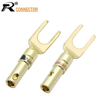 

12pcs U/Y Type Banana Plug Conenctor Gold plated Spade Speaker Banana Plugs Audio Screw Fork Connectors Adapter