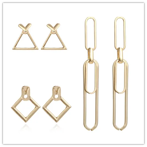 

Small Minimalist Jewelry Geometric Earrings Simple Design Indian Jewelry Silver Gold Earrings For Women Square Triangle Brincos