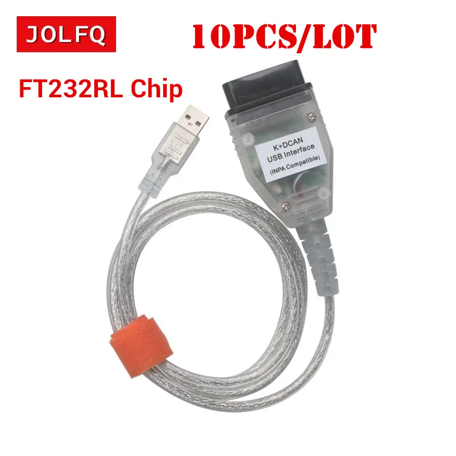 

10pcs DHL Free shipping INPA K+CAN FT232RL Best Quality Auto Diagnostic Interface For BMW INPA Ediabas OBD2 USB Connector Cable