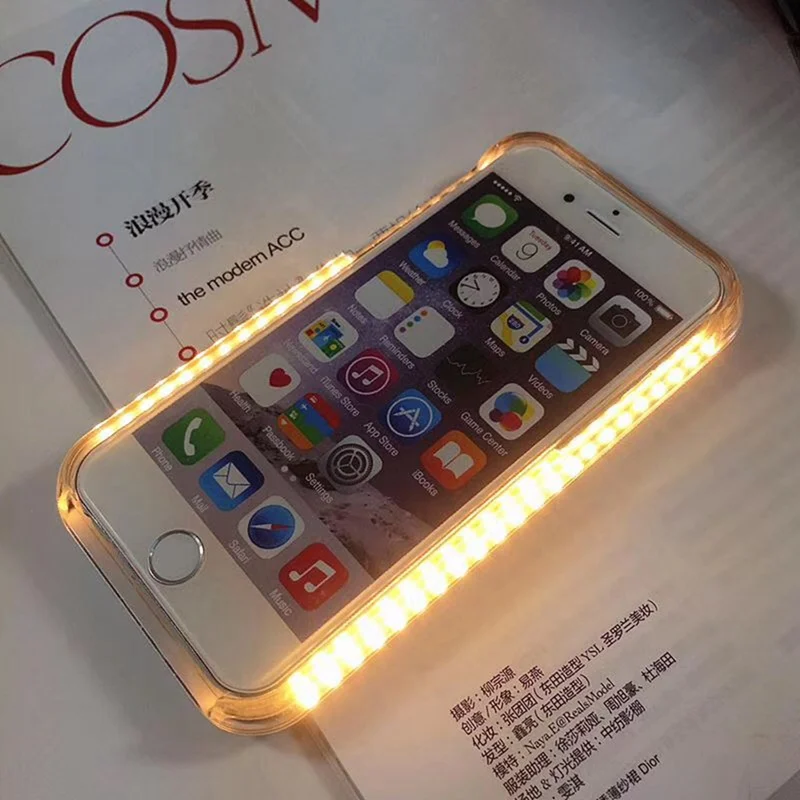 Высокое качество мраморный селфи светильник чехол для телефона для iphone 6 6s 7 8 с желтым светильник s вспышка роскошный все включено анти-осень 6 8 Plus
