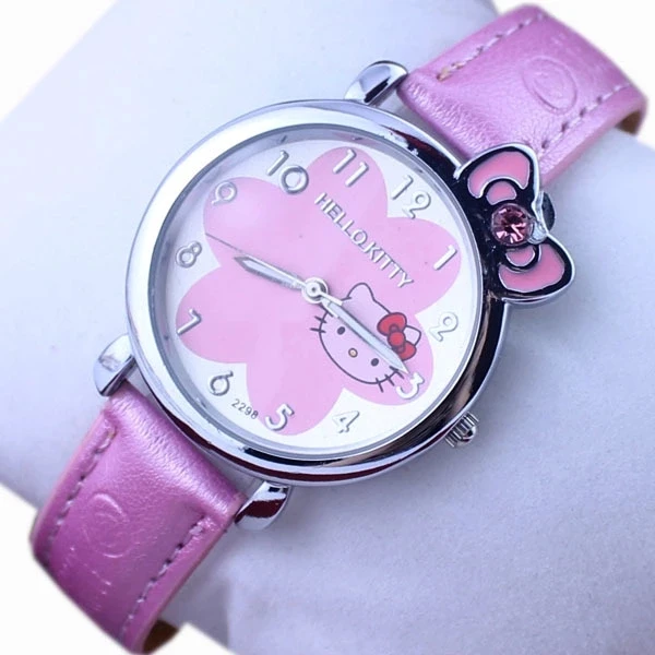 

Cartoon selling hot Hello Kitty children's watch KT cat PINK BELT student girl quartz watch